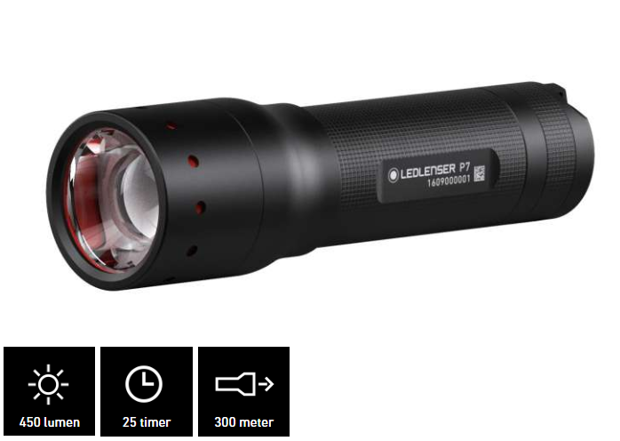 Ledlenser P7 Stav lommelygte, 450 lumen