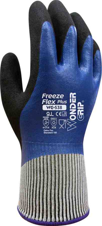 Wonder grip Freeze Flex Plus, WG 538 heldyppet fødevare godkendt vinterhandske i dobbelt nitril belægning